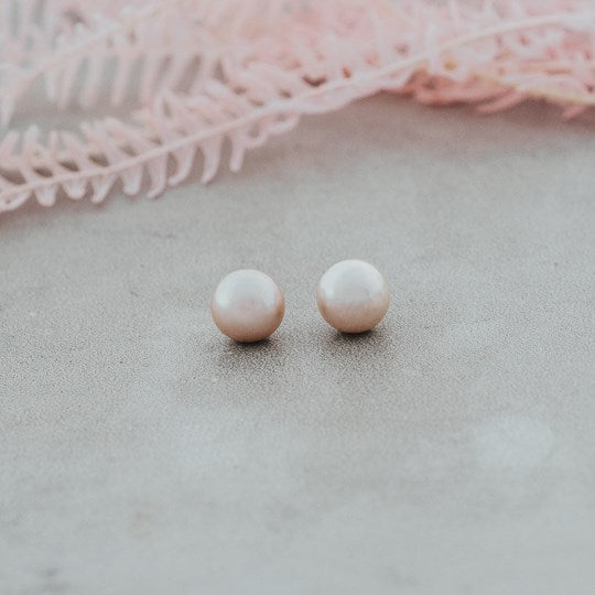 Pink Pearl Stud Earrings