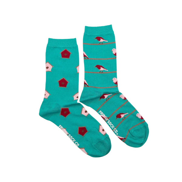 Women's Birds & Birdhouse Socks (Crew)