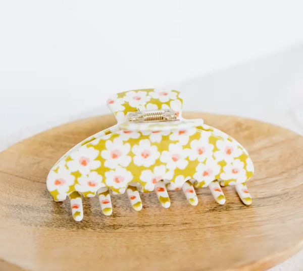 Citron Posies Claw Clip