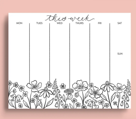 Pressed Floral Weekly Planner Notepad