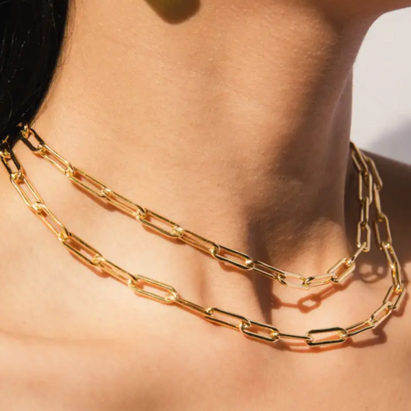 16" 18K Gold Plated Paper Clip Necklace