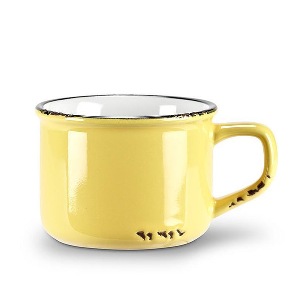 Yellow Enamel-Style Cappuccino Mug