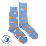 Men's Cat & Goldfish Mismatched Socks