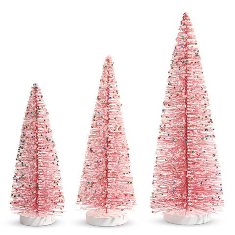 Pink Bottle Brush Tree with Sprinkles (Sold as Singles)