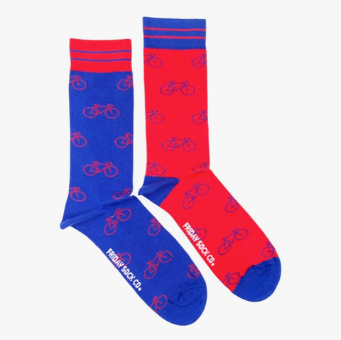 Men's Blue & Red Bicycle Socks (Tall)
