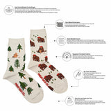 Women's Bear in Hat and Trees Socks