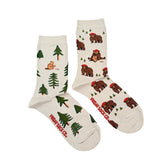 Women's Bear in Hat and Trees Socks