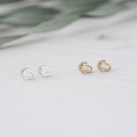 White Opal Madame Stud Earrings