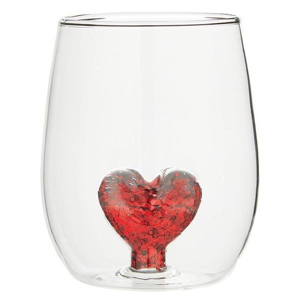 Figurine Wine Glass- Glitter Heart