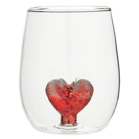 Figurine Wine Glass- Glitter Heart