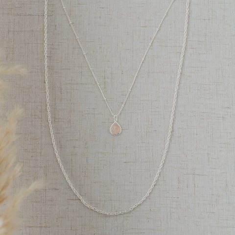 Paris Rose Quartz Drop Necklace