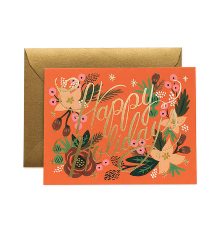 Set of 8 - Poinsettia Holiday Card