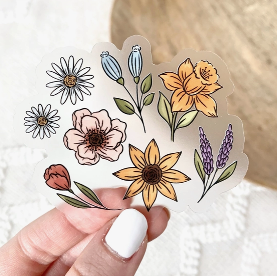 Clear Floral Favourites Sticker
