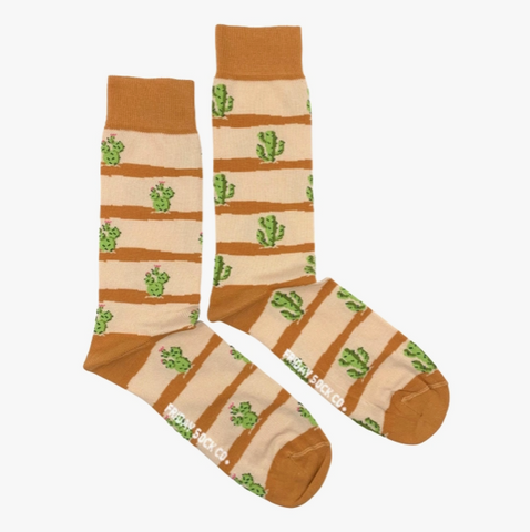 Men's Brown Striped Cactus Socks (Tall)