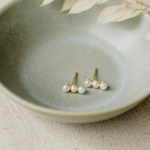 Pearl Trio Stud Earrings