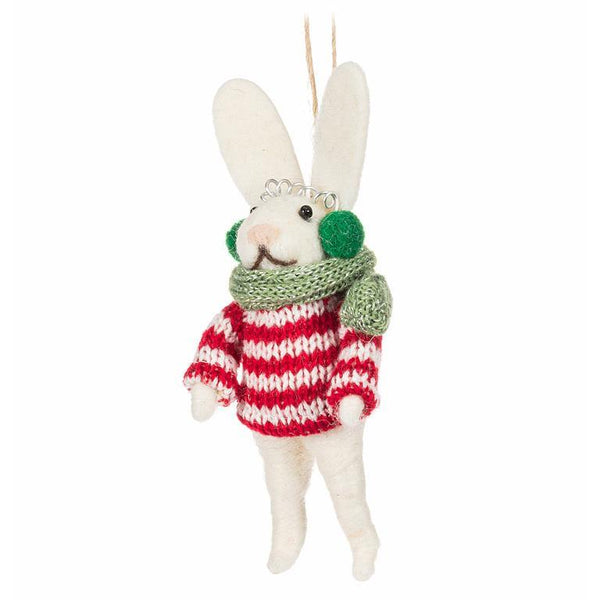 Bunny In Striped Sweater Ornament