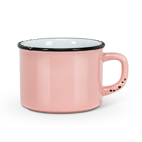 Pink Enamel-Style Cappuccino Mug