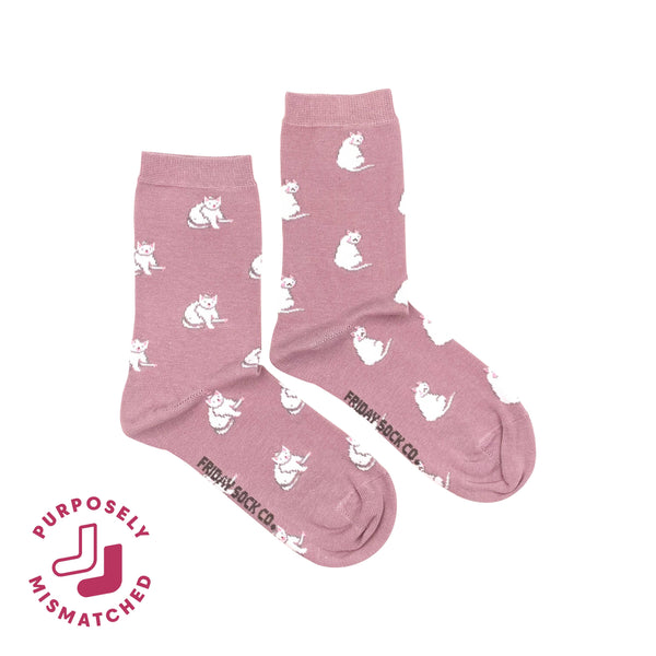 Women's White Cat Socks