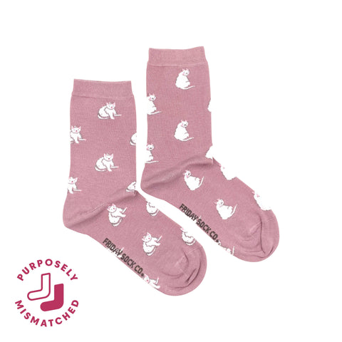 Women's White Cat Socks