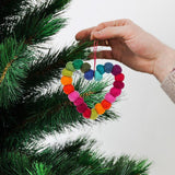 Rainbow Pompom Heart Ornament