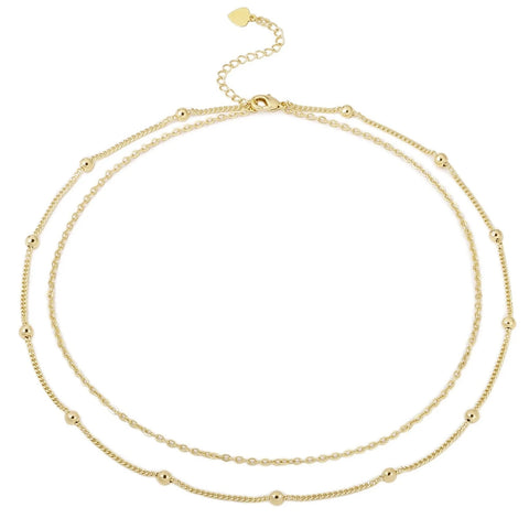 Dainty 18K Gold-Plated Double Layer Chokers