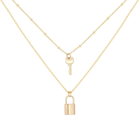 Dainty 18K Gold-Plated Lock & Key Necklaces