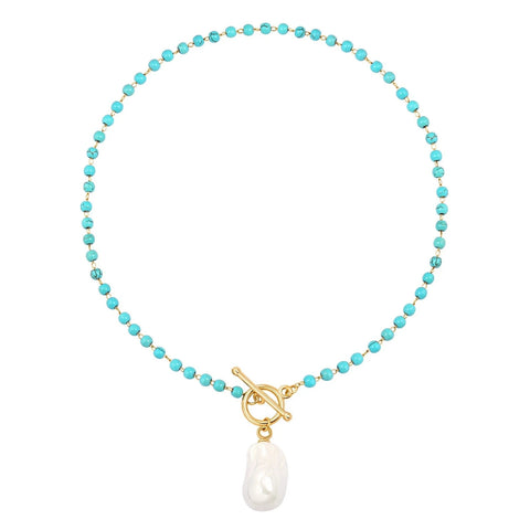 Baroque Pearl Turquoise & Pearl Pendant Necklace