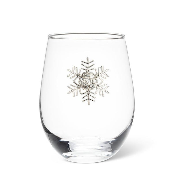 Stemless Wine Glass With Jewel Snowflake