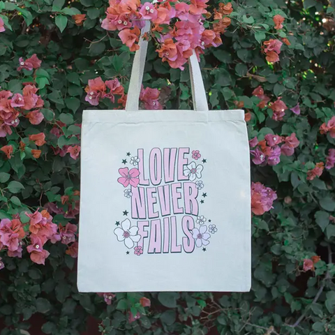 Love Never Fails Organic Tote Bag