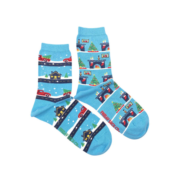 Women's Christmas Vintage Truck & Living Room Socks