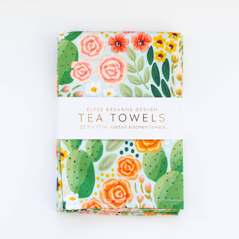 Cactus Blooms Tea Towels