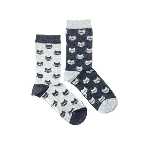Women’s Inverted Grey Cat Socks (Crew)