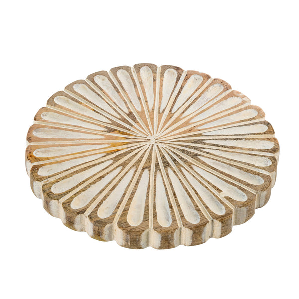 Dahlia Hand-Carved Wooden Tray
