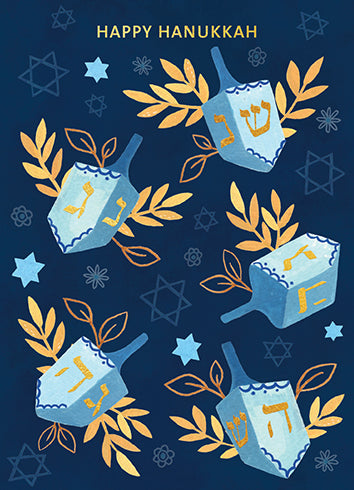 Set of 8 - Dreidels Hanukkah Cards