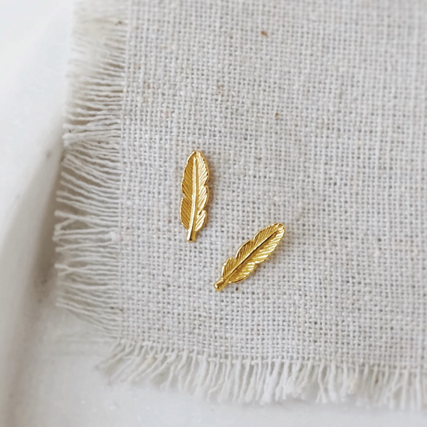 Gold Feather Earrings