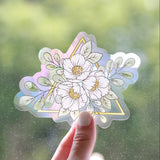 Gold Triangle Floral Sun Catcher Window Decal