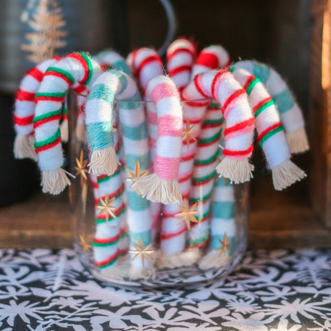 Locally Handmade Macramé Candy Cane Ornaments