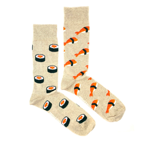 Men's Beige Sushi Socks (Tall)