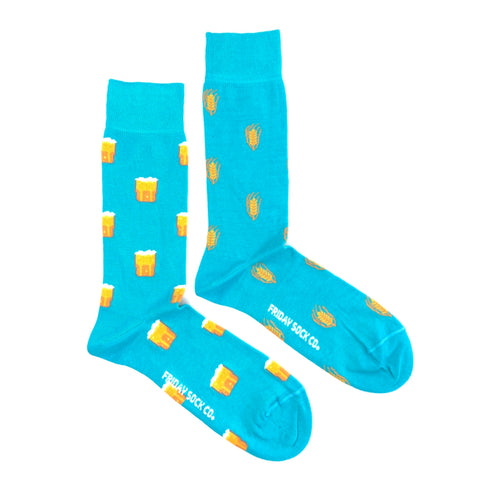 Men's Beer and Barley Turquoise Socks (Tall)