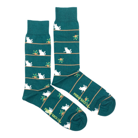 Men's Cat & Plant Socks (Tall)
