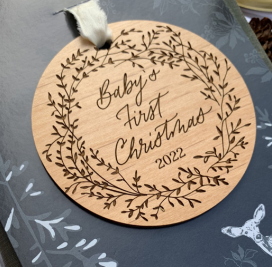Wood Ornament - Baby's First Christmas 2022 (Last Year)