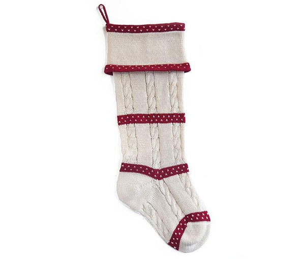 Cable-Knit Stocking Red Stripes and Dots