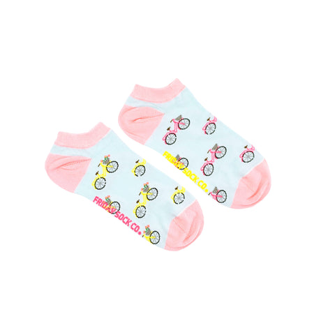 Women’s Pink & Yellow Bicycle Ankle Socks