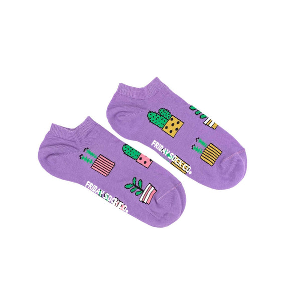 Women's Purple Potted Plant Ankle Socks