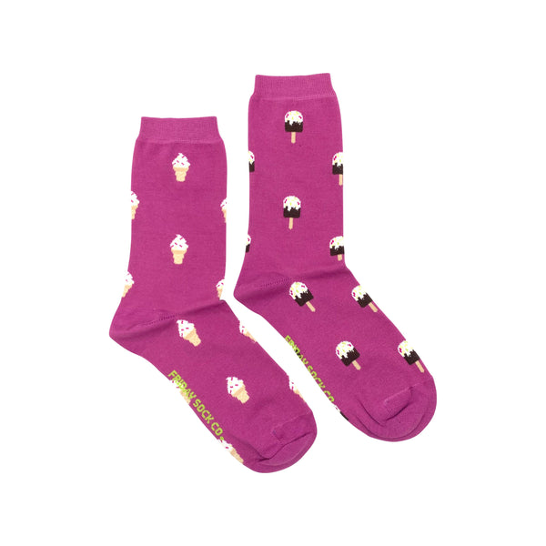 Women's Purple Popsicle & Ice Cream Socks (Crew)