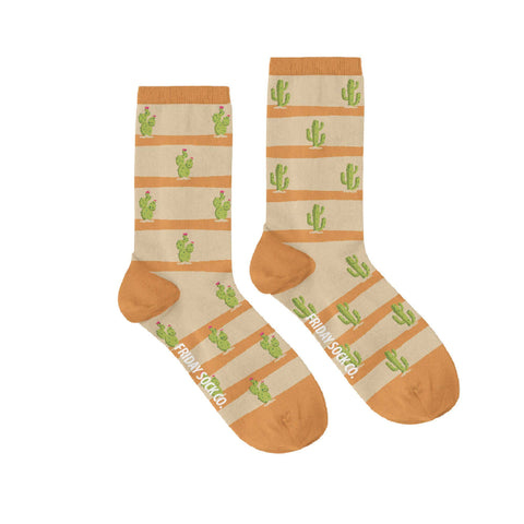 Women's Striped Cactus Socks (Crew)