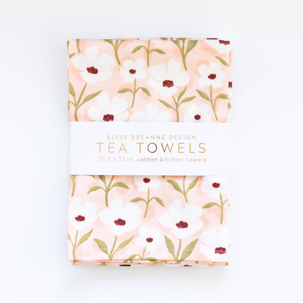 White Anemone Tea Towels