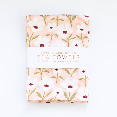 White Anemone Tea Towels