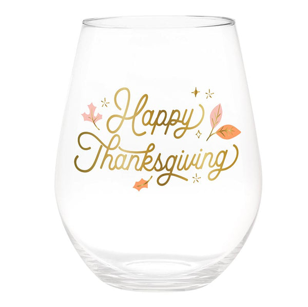 Stemless Wine Glass - Happy Thanksgiving