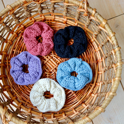 Large Locally Handmade Crochet Cotton Scrunchies